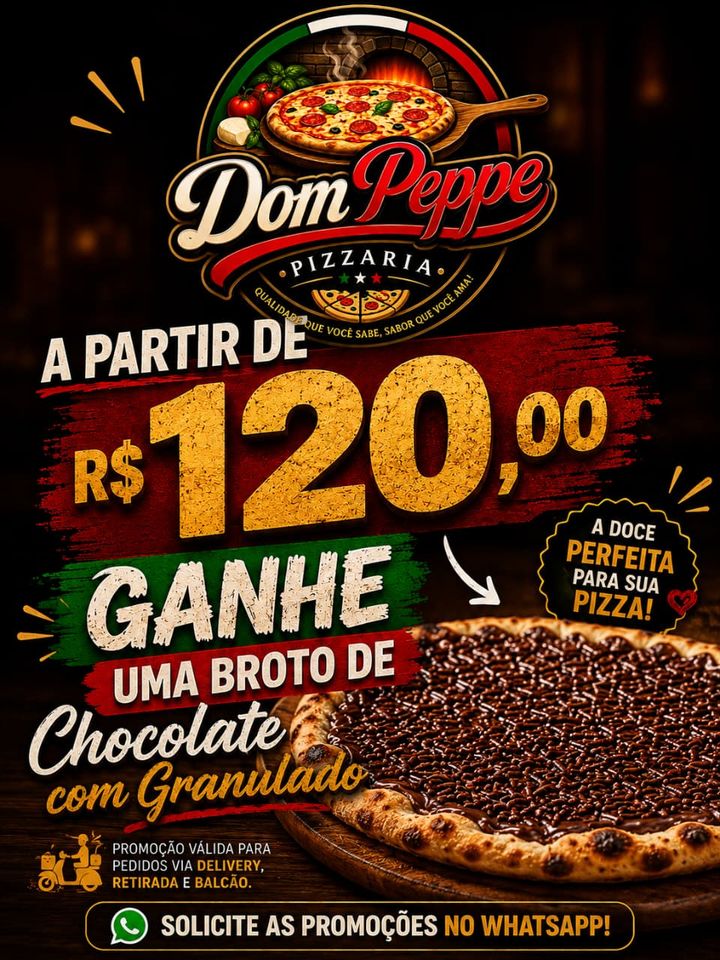 Promoção: pedidos a partir de R$ 120,00 ganham uma broto de chocolate com granulado